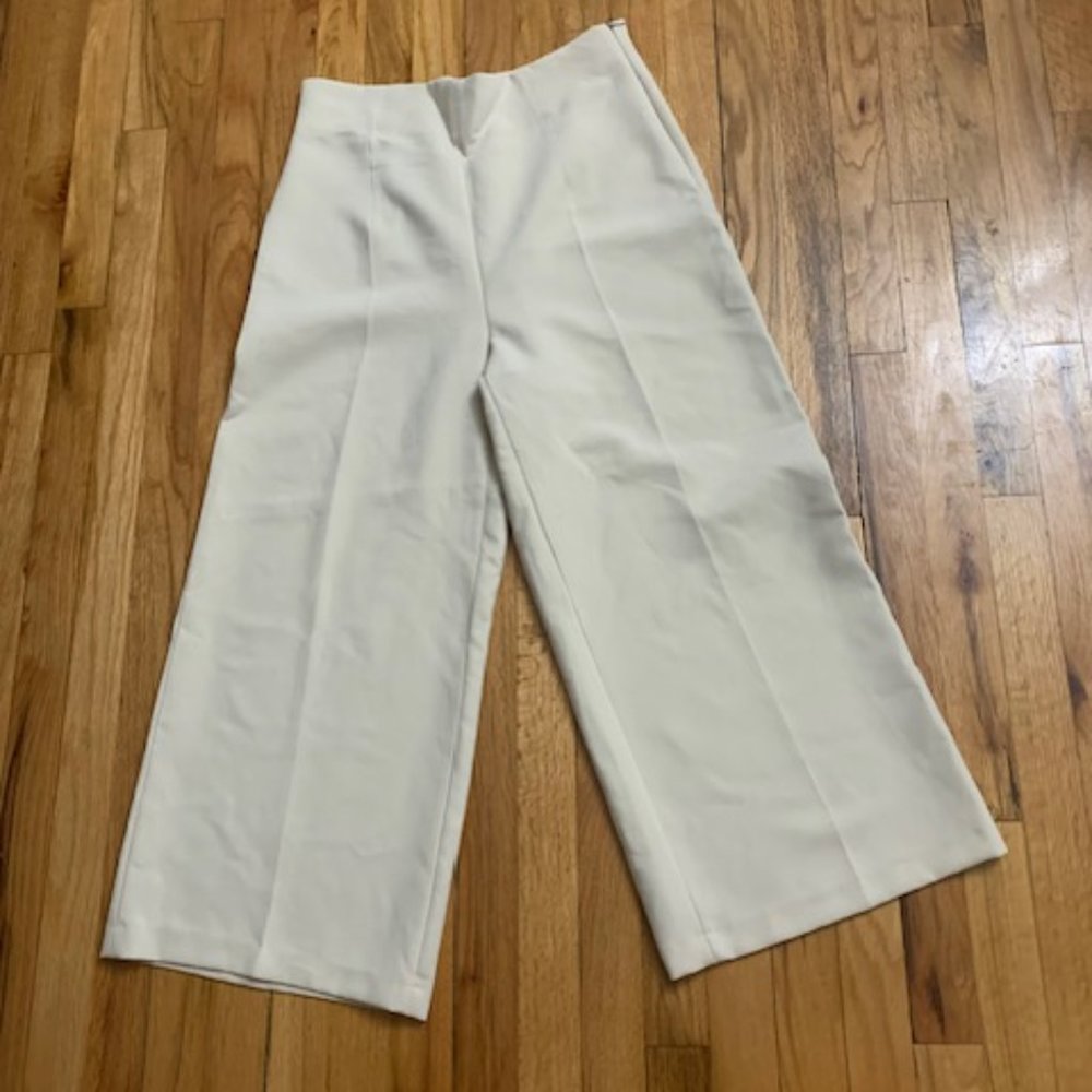 Zara Cream Wide Leg Pants Size L